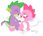  dragon eyes_closed female friendship_is_magic male my_little_pony mysterious_mew open_mouth pillow purple_body scalie sex sparks_(mlp)missionary_postition spike_(mlp) straight vaginal 