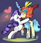  &lt;3 blue_eyes blue_hair blush cutie_mark duo ende equine eye_contact eyeshadow female feral friendship_is_magic fur grass hair half-closed_eyes horn horse hug keldeo legendary_pok&#233;mon makeup mammal my_little_pony nervous nintendo orange_hair pok&#233;mon pok&eacute;mon pony purple_hair rarity_(mlp) sweat unicorn video_games white_fur 