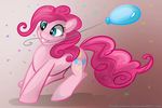  balloon blue_eyes cutie_mark english_text equine female feral friendship_is_magic fur gradient_background grin hair horse keyfeathers mammal mouth_hold my_little_pony pink_fur pink_hair pinkie_pie_(mlp) plain_background pony signature smile solo text 