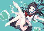  bad_id bad_pixiv_id banned_artist barefoot black_hair bubble long_hair mirai_(macharge) no_panties original school_uniform serafuku snorkel underwater very_long_hair wet wet_clothes 