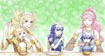  2boys 3girls artist_request aunt_and_nephew aunt_and_niece azur_(fire_emblem) blue_hair bridal_gauntlets brother_and_sister cousins eudes_(fire_emblem) fire_emblem fire_emblem:_kakusei food jewelry liz_(fire_emblem) lots_of_jewelry lucina mother_and_daughter mother_and_son multiple_boys multiple_girls olivia_(fire_emblem) pink_hair siblings soup 