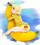  animal_print back-print_panties banana_boat bear_panties bear_print boy_on_banana bulge cloud day haiyore!_nyaruko-san hastur_(nyaruko-san) male_focus on_banana otoko_no_ko panties pinkplin print_panties sexually_suggestive solo underwear 