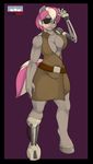  anthro biceps breasts clothed clothing cyborg equine eye_patch eyewear female hair hooves horse kloudmutt looking_at_viewer mammal muscles muscular_female my_little_pony pink_hair pony robotic solo standing two_tone_hair white_hair 