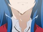  1girl 4:3 animated animated_gif approximated_aspect_ratio blue_hair cum cum_in_mouth kawashima_ami long_hair mouth neck school_uniform smile solo swallowing toradora! 