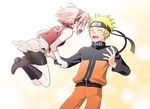  1boy 1girl blonde_hair haruno_sakura nanji3 naruto open_mouth pink_hair uzumaki_naruto 