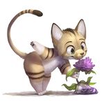  ambiguous_gender bent_over cat cute feline flower mammal sand_cat silverfox5213 solo 