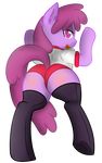  alpha_channel back_turned berry_punch_(mlp) butt clothed clothing equine female feral friendship_is_magic fur hair hi_res horse leaning legwear looking_at_viewer looking_back loopend mammal my_little_pony plain_background pony presenting presenting_hindquarters purple_fur raised_tail red_eyes red_hair shirt smile solo stockings tight_clothing tongue tongue_out transparent_background 