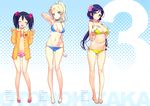  3girls ayase_eli bikini cleavage love_live!_school_idol_project oyari_ashito swimsuit toujou_nozomi yazawa_nico 