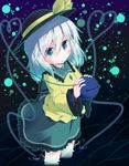  green_eyes hat hat_ribbon heart heart_of_string komeiji_koishi lights long_sleeves looking_at_viewer razy_(skuroko) ribbon shirt silver_hair skirt solo third_eye touhou water wide_sleeves 