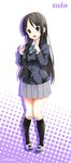  akiyama_mio black_hair highres k-on! long_hair minimaru purple_eyes sakuragaoka_high_school_uniform school_uniform 