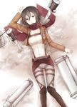  belt black_hair brown_eyes emblem jacket mikasa_ackerman paradis_military_uniform saviala shingeki_no_kyojin short_hair sword thigh_strap three-dimensional_maneuver_gear weapon 