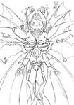  1girl artist_request bare_shoulders blush bodysuit breasts claws cleavage coattails demon demon_girl demon_wings detached_collar digimon digimon_xros_wars elbow_gloves embarrassed facial_mark fang female forehead_mark gamonkoubou garters gattai_lilithmon gloves hair_bun hair_ornament headpiece jewelry large_breasts leotard lilithmon monochrome necklace open_mouth pointy_ears simple_background sketch solo thighhighs wings 