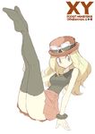  black_legwear blonde_hair feet female_protagonist_(pokemon_xy) glasses hat nintendo pokemon pokemon_(game) pokemon_xy serena_(pokemon) skirt souji 