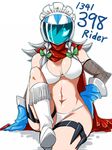  bikini boots braid breasts curvy gloves helmet izayoi_sakuya large_breasts maid_headdress number_pun pun scarf silver_hair simple_background sitting solo swimsuit tajima_yuuki touhou twin_braids white_background 