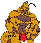  abdomen abs antennae arthropod biceps bulge hands insect ivan_(character) male muscles neodokuro pecs solo thong topless underwear wasp 