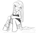  anthrofied big_breasts black_and_white breasts clothed clothing cutie_mark dress equine female friendship_is_magic hair horse long_hair mammal monochrome musical_instrument my_little_pony nipples pinkamena_(mlp) pinkie_pie_(mlp) plain_background pony sketch solo straight_hair tg-0 trombone white_background 