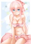  bad_id bad_pixiv_id bandeau bikini bikini_skirt blue_eyes blush frown highres kuromayu long_hair megurine_luka navel pink_hair project_diva_(series) shiny shiny_skin solo swimsuit swimwear_(module) tears vocaloid 