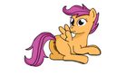 butt cub equine female feral friendship_is_magic fur hair jbond lying mammal my_little_pony on_side orange_fur pegasus plain_background purple_hair pussy scootaloo_(mlp) solo white_background wings young 