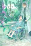  animal barefoot bird black_hair brown_hair cassock emiya_kiritsugu facial_hair fate/stay_night fate_(series) flower japanese_clothes kimono kotomine_kirei multiple_boys plant rainforest stubble toucan wheelchair yukasu 