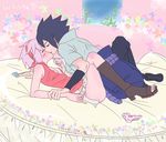  1girl blush clothed_sex couple haruno haruno_sakura naruto pink_hair sex small_breasts uchiha_sasuke vaginal 