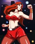  1girl acid_(artist) bare_knuckle blaze_fielding breasts highres large_breasts long_hair midriff night solo 