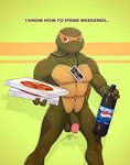  anthro balls flaccid male michelangelo_(tmnt) nes_controller nude penis pepsi pizza_box reptile scalie solo spotty_the_cheetah teenage_mutant_ninja_turtles turtle 