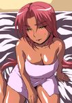  1girl breasts dark_skin donson ingrid_(taimanin_asagi) large_breasts sitting solo taimanin_asagi taimanin_murasaki towel 