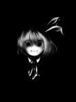  darkness face greyscale horror_(theme) monochrome rochika_gekijou rumia smile solo touhou 