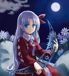  bad_id bad_pixiv_id blue_eyes blue_hair dress flower full_moon hexagram iwa_hinata moon original ribbon solo star_of_david 