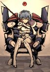  ayanami_rei bad_id bad_pixiv_id jumpsuit lance_of_longinus lilith_(ayanami_rei) moto_murabito neon_genesis_evangelion plugsuit polearm sitting solo traditional_media weapon 