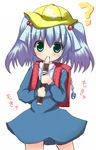  ? backpack bag blue_hair child hair_bobbles hair_ornament hat instrument kawashiro_nitori randoseru recorder solo touhou tsunono two_side_up 