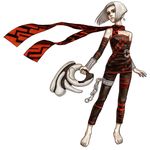  artist_request bare_shoulders barefoot black_eyes chain detached_sleeves dress earrings feet flat_chest gun jewelry official_art orta pale_skin panzer_dragoon panzer_dragoon_orta scarf short_hair silver_hair solo strapless strapless_dress tube_dress weapon 