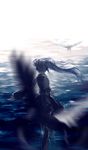  archlich bird cloud hatsune_miku long_hair ocean seagull sky solo vocaloid water 