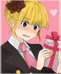  bad_id bad_pixiv_id beatrice embarrassed gift holding holding_gift maroyan necktie pink_neckwear solo umineko_no_naku_koro_ni 