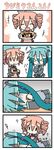  &gt;_&lt; 4koma :3 :t ? ^_^ apron bad_food checkerboard_cookie chibi chibi_miku closed_eyes comic cookie crossover drill_hair eating food hatsune_miku kasane_teto minami_(colorful_palette) multiple_girls o_o smile smiley_face translated trembling twin_drills twintails utau vocaloid x3 