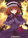  bad_id bad_pixiv_id blue_eyes bow colorized dress eva_beatrice highres marimaru mei_(jewel_at_time) orange_hair pink_bow solo umineko_no_naku_koro_ni 