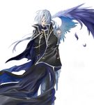  abel_nightroad armor artist_request cross feathers gun male_focus single_wing solo trinity_blood weapon wings 