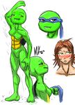  anthro april_o&#039;neil april_o'neil blush breasts brown_eyes crossgender erect_nipples female green_eyes human leonardo_(tmnt) male mammal monkeyxflash nipples nude pussy reptile scalie shower smile teenage_mutant_ninja_turtles turtle 