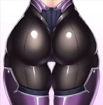  ass ass_focus back-seamed_legwear bodysuit cameltoe close-up facing_away gradient gradient_background muchigaku pantyhose rindou_(radical_dream) seamed_legwear skin_tight solo thigh_gap thighhighs wide_hips 