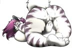  breasts butt canine claws female fingering hair inu-jean mammal masturbation nipples nude plain_background presenting presenting_hindquarters purple_hair pussy solo thick_thighs white_background wolf 