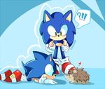  &lt;3 2012 ? all_fours beige_skin black_eyes black_nose black_skin blue_fur blush cute fist footwear fumuu fur gloves green_eyes hedgehog looking_down lying mammal nude o.o on_stomach pointy_ears quills rodent sega shadow shiny shoes size_difference skin socks sonic_(series) sonic_the_hedgehog square_crossover stare unknown_artist video_games 
