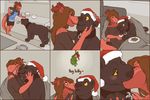  brown_hair christmas cubi dragon feline female feral hair holidays kissing male mammal mistletoe panther sofa yellow_eyes 