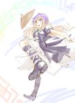  ajirogasa beads boots fighting_stance gradient_hair hat highres hijiri_byakuren jewelry kakao_(noise-111) long_hair multicolored_hair namusanbou necklace purple_eyes purple_hair sorcerer's_sutra_scroll touhou 