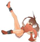  bad_id bad_pixiv_id boots breasts bridal_gauntlets brown_eyes brown_hair bunchin-maru chinese_clothes covered_nipples detached_sleeves guilty_gear hair_ornament kicking kuradoberi_jam large_breasts long_hair skirt solo very_long_hair 