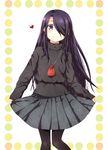  belt black_hair hair_over_one_eye kouji_(campus_life) long_hair original pantyhose purple_eyes skirt solo sweater 