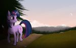  2012 cutie_mark equine female feral forest friendship_is_magic fur grass hair horn horse looking_back mammal multi-colored_hair my_little_pony outside pony purple_eyes purple_fur qsteel sky solo tree twilight_sparkle_(mlp) unicorn 