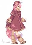  clothed clothing crossdressing dress equine flower girly gloves hooves horn lolita male mammal rose solo standing suan-cat tippet unicorn vest victorian young yuki_(redneckfur) 