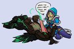  breasts clothing cum cum_on_face dota_2 female feral harbinger_the_outworld_devourer interspecies male penis rylai_the_crystal_maiden straight 
