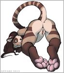  anus anyare anyare_(character) ass_up feline female hindpaw hybrid inviting lion looking_at_viewer mammal nude paws presenting pussy raised_tail solo tiger whiskers 
