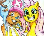  brown_fur clothing crossover duo equine female feral fluttershy_(mlp) friendship_is_magic fur green_eyes hat horse irie-mangastudios male mammal my_little_pony one_piece pegasus pink_fur plain_background pony smile tony_tony_chopper white_background wings yellow_fur 